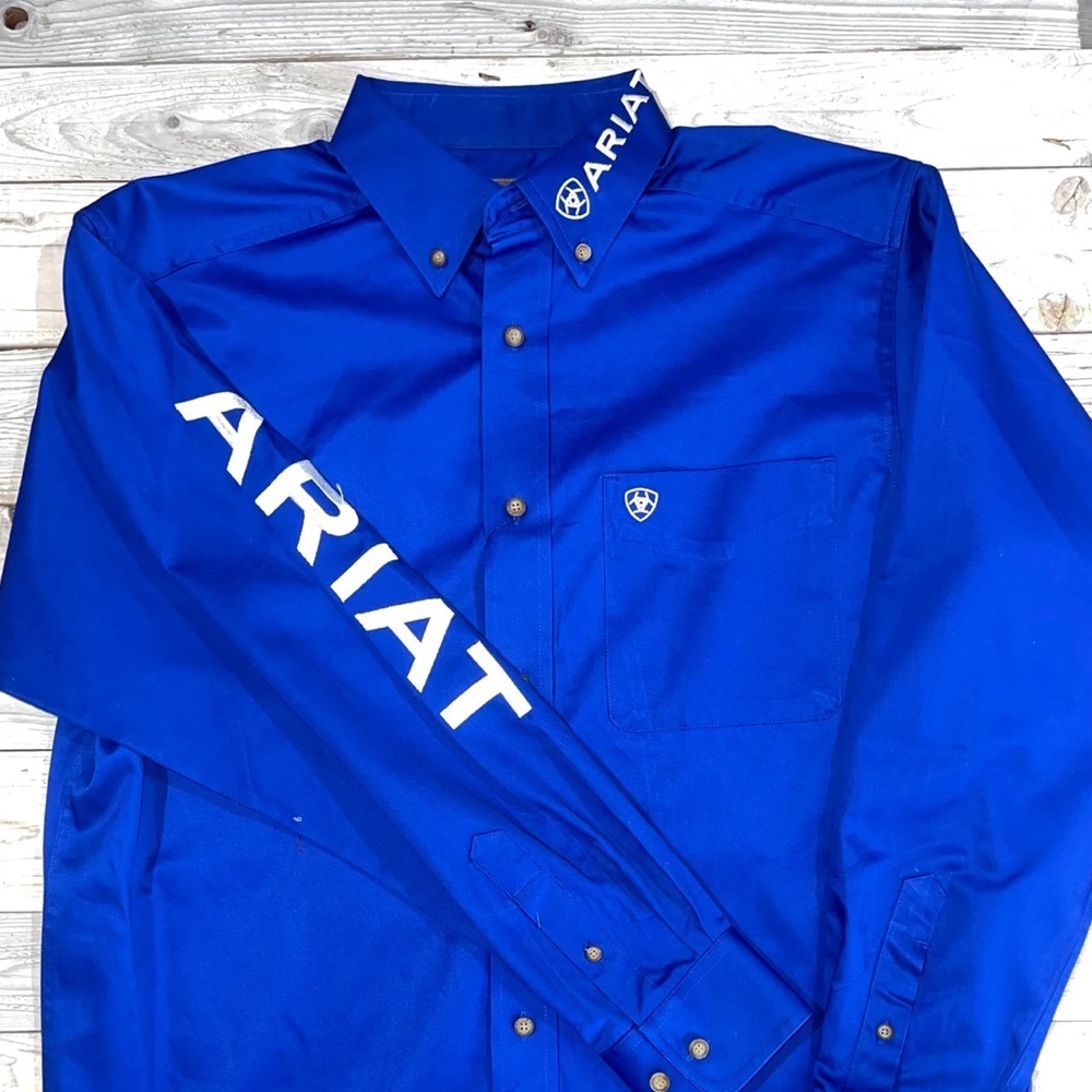 Ariat Men's Blue Team Logo Long Sleeve Western shirt